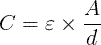 C = \ varepsilon \ lần \ frac {A} {d}