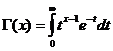 gamma(x) = integral(0..inf, t^(x-1)*e^(-t)*dt
